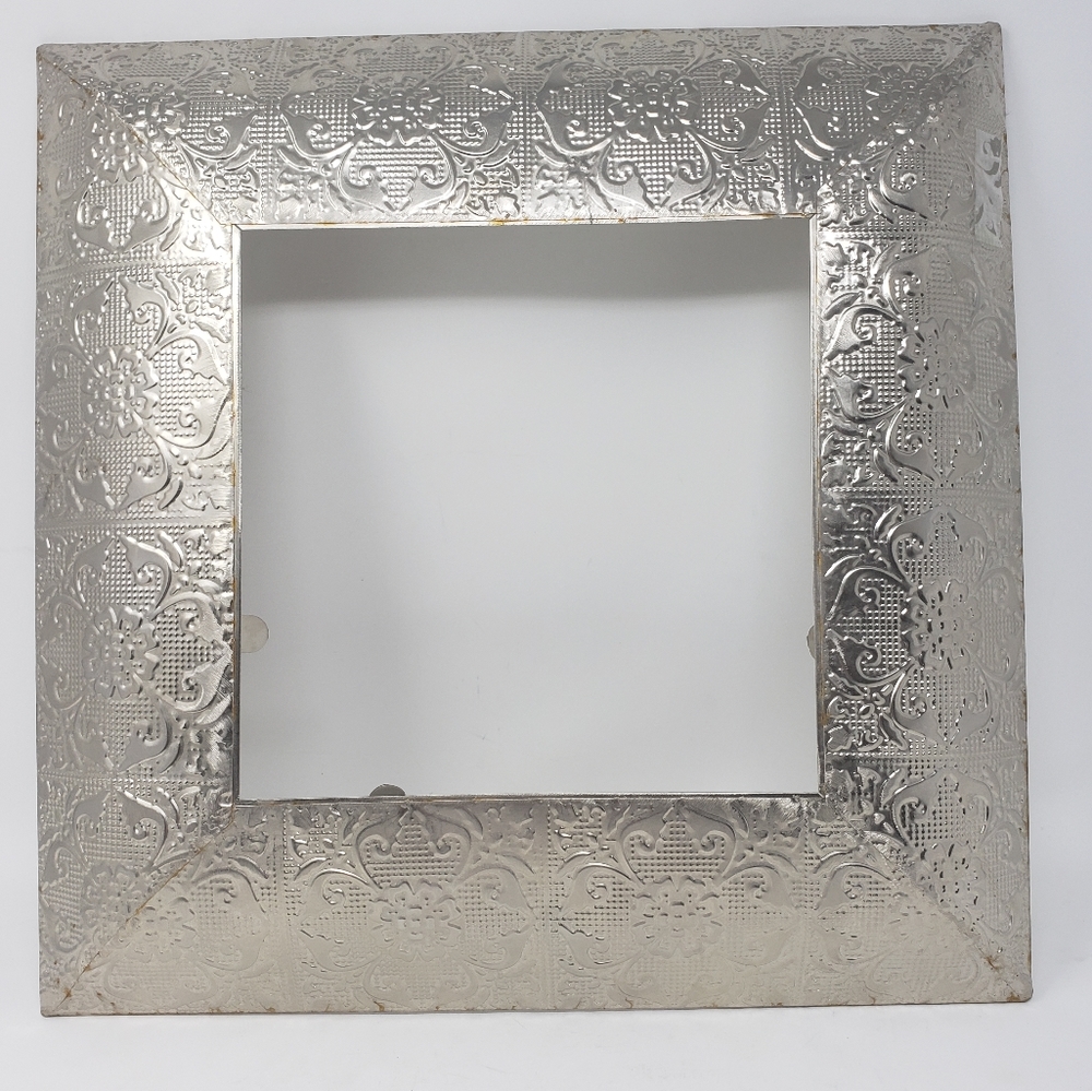 EMBOSSED  MOROCCAN STYLE SILVER METAL FRAME